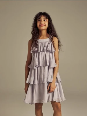 Reserved - Sukienka z zakładkami - jasnoszary