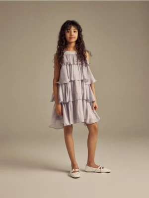 Reserved - Sukienka z zakładkami - jasnoszary