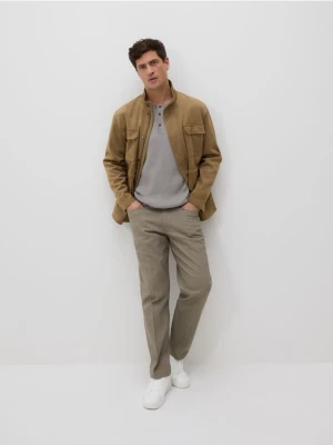 Reserved - Sweter henley - jasnoszary