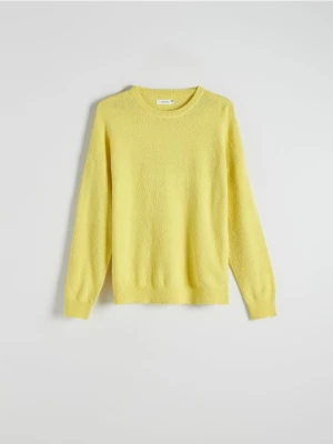 Reserved - Sweter o strukturalnym splocie - żółty