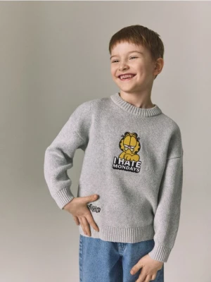 Reserved - Sweter oversize Garfield - jasnoszary