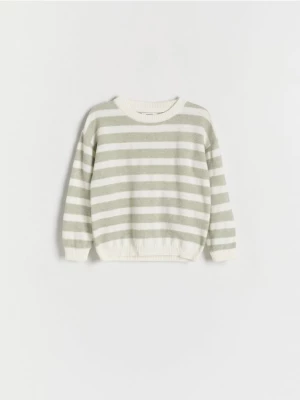 Reserved - Sweter oversize w paski - jasnozielony