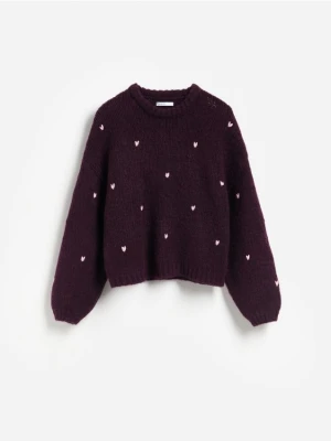 Reserved - Sweter oversize w serca - wielobarwny