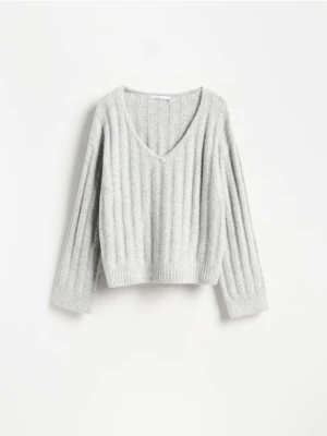 Reserved - Sweter oversize z domieszką wełny - jasnoszary