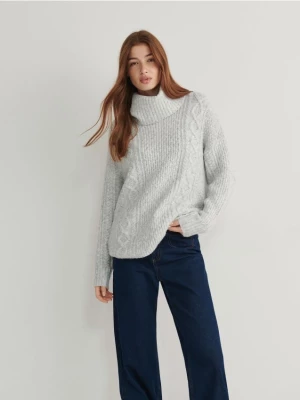 Reserved - Sweter oversize z golfem - jasnoszary