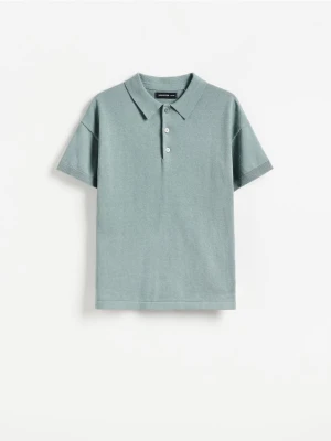 Reserved - Sweter polo - jasnoturkusowy