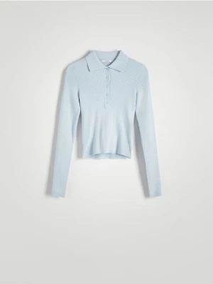 Reserved - Sweter polo - jasnoniebieski