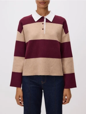 Reserved - Sweter polo w paski - wielobarwny