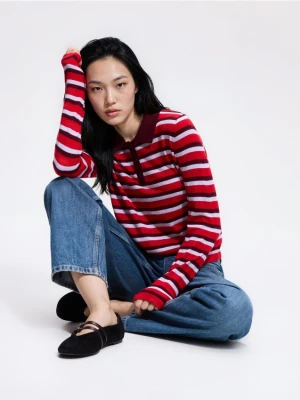 Reserved - Sweter polo w paski - wielobarwny
