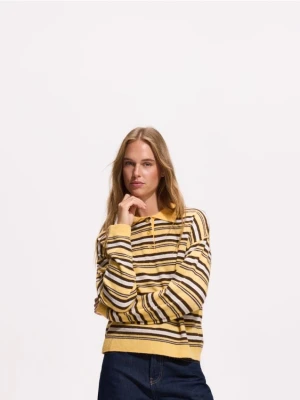 Reserved - Sweter polo w paski - wielobarwny