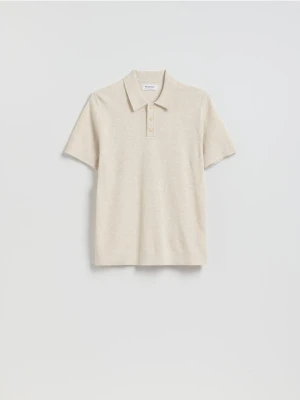 Reserved - Sweter polo z bawełną - beżowy