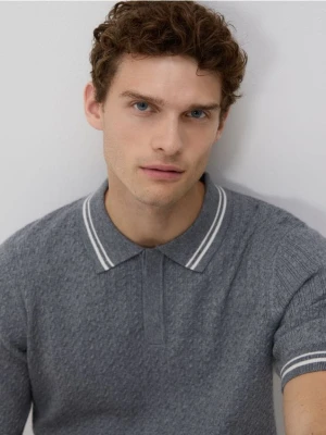Reserved - Sweter polo z bawełną - ciemnoszary