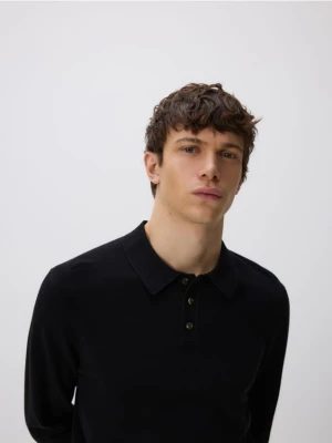 Reserved - Sweter polo z bawełną - czarny