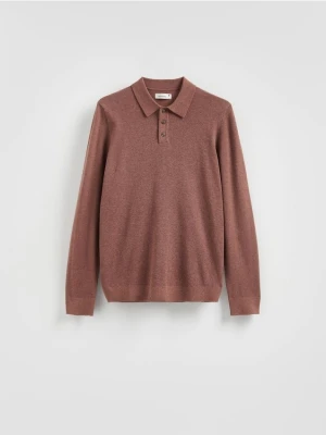 Reserved - Sweter polo z bawełną - jasnofioletowy