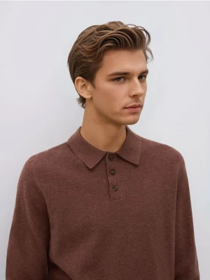 Reserved - Sweter polo z bawełną - jasnofioletowy