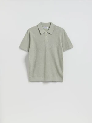 Reserved - Sweter polo z bawełną - jasnozielony