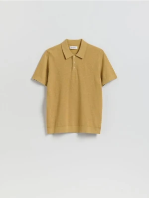 Reserved - Sweter polo z bawełną - musztardowy