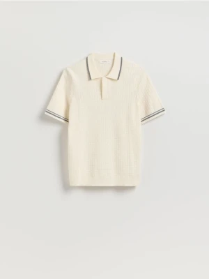 Reserved - Sweter polo z bawełną - złamana biel
