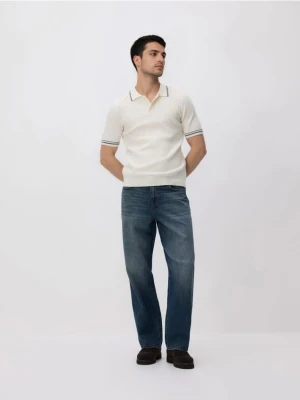 Reserved - Sweter polo z bawełną - złamana biel