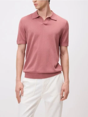 Reserved - Sweter polo z domieszką lnu - brudny róż