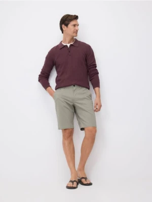 Reserved - Sweter polo z lnem - bordowy