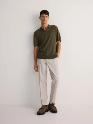 Reserved - Sweter polo z lnem - jasny zielony