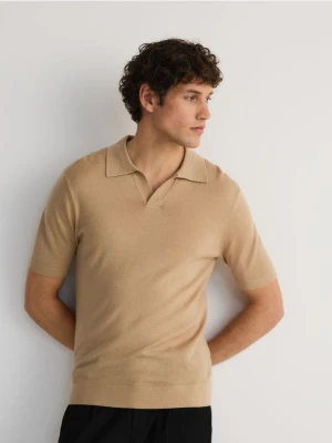 Zdjęcie produktu Reserved - Sweter polo z wełny merino - beżowy