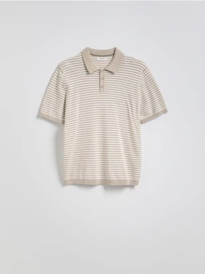 Reserved - Sweter polo z wiskozą - beżowy