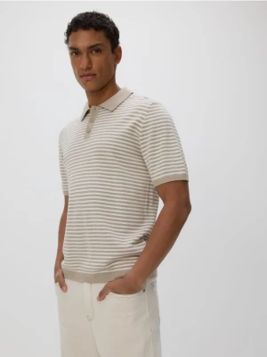 Reserved - Sweter polo z wiskozą - beżowy