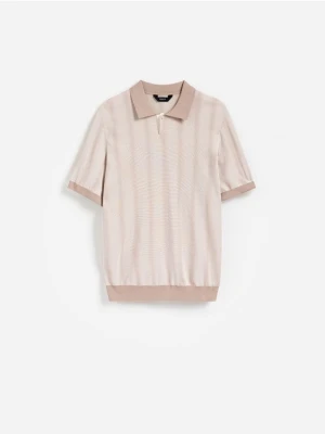 Reserved - Sweter polo z wiskozą - beżowy