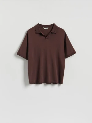 Reserved - Sweter polo z wiskozą - brązowy