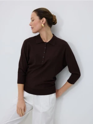 Reserved - Sweter polo z wiskozą - brązowy