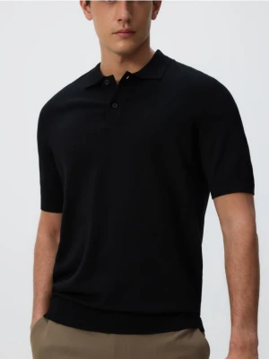 Reserved - Sweter polo z wiskozą - czarny