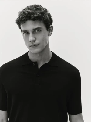 Reserved - Sweter polo z wiskozą - czarny