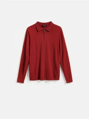 Reserved - Sweter polo z wiskozą - czerwony