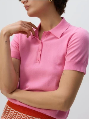 Reserved - Sweter polo z wiskozą - fioletowy