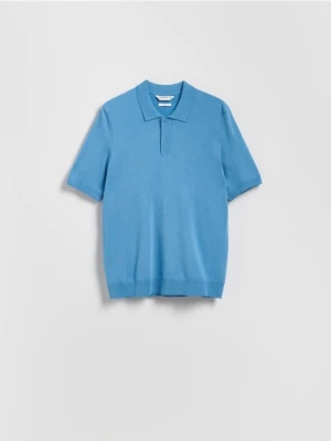 Reserved - Sweter polo z wiskozą - jasnoniebieski