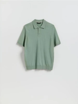 Reserved - Sweter polo z wiskozą - jasnozielony