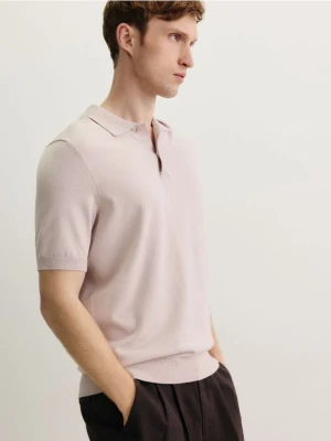 Reserved - Sweter polo z wiskozą - pastelowy róż