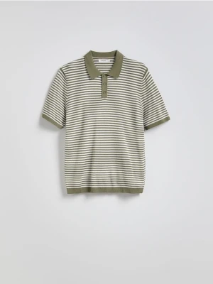 Reserved - Sweter polo z wiskozą - zielony