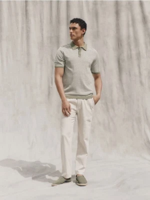 Reserved - Sweter polo z wiskozą - zielony