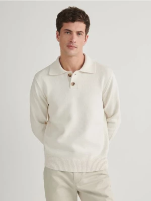 Reserved - Sweter polo - złamana biel