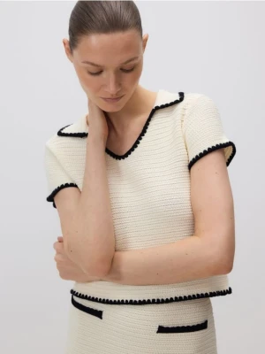 Reserved - Sweter polo - złamana biel