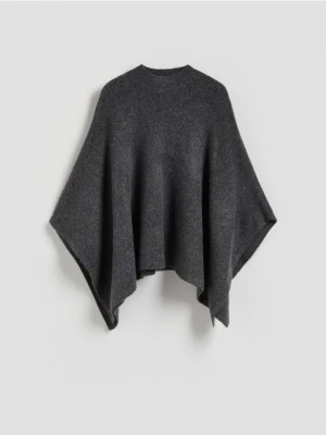Reserved - Sweter ponczo z paskiem - ciemnoszary