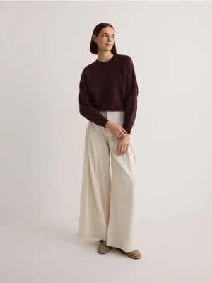 Reserved - Sweter regular z wiskozą - ciemnobrązowy