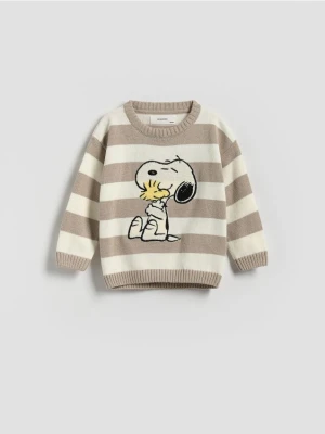 Reserved - Sweter Snoopy - złamana biel