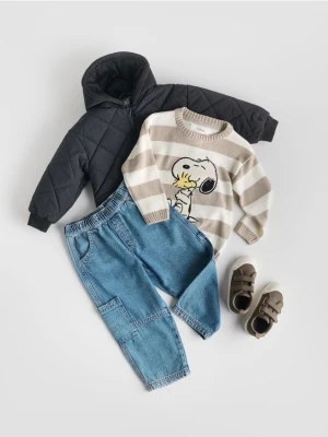 Reserved - Sweter Snoopy - złamana biel