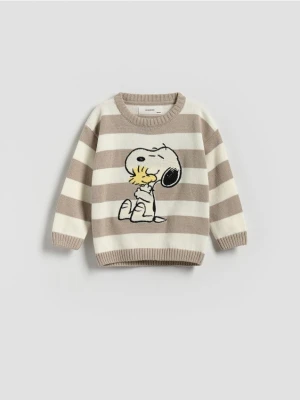 Reserved - Sweter Snoopy - złamana biel