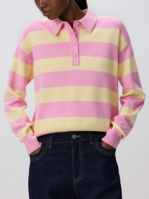 Reserved - Sweter w paski - jasnożółty