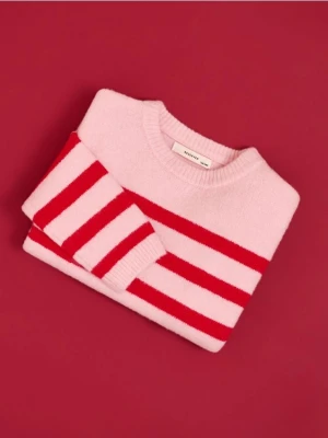 Reserved - Sweter w paski - różowy